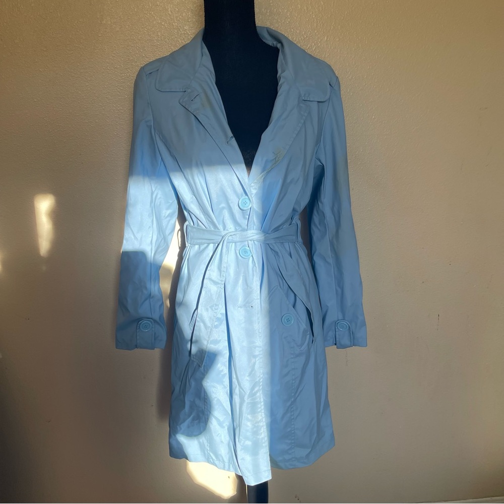 Baby blue Y2K trench coat size 14/16 girls Women’s XS